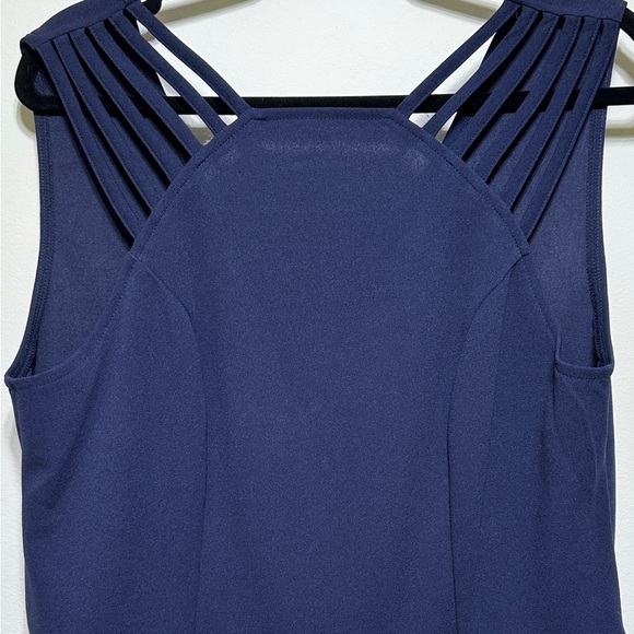 Pretty Garden | Classy Navy Midi Dress | Mermaid Hem | Cocktail & Event Ready - Picture 3 of 7